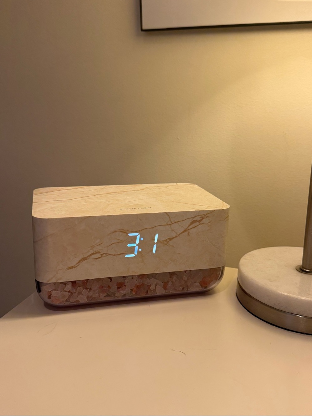 Urban Outfitters Marble LED Alarm Clock in Beige and Pink Salt